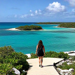 Caribbean Holidays, Turks Caicos Walking, A scenic walking viewpoint overlooking Chalk Sound's vivid turquoise lagoons and small green islands in the Turks and Caicos Islands