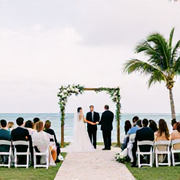 Caribbean Holidays, Turks Caicos Weddings, Happy newlyweds and guests enjoying a relaxed outdoor wedding reception overlooking the sea in Providenciales