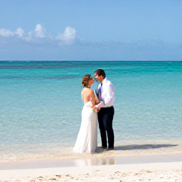Caribbean Holidays, Turks Caicos Weddings, Turks and Caicos newlyweds snorkelling in clear water and relaxing on a quiet beach after their wedding