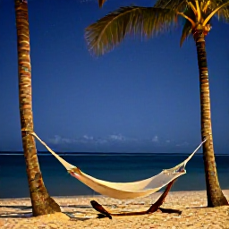 Caribbean Holidays, Turks Caicos Wellness, Quiet tropical evening in Turks and Caicos with a hammock, palm trees and stars above a calm beach
