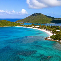 Caribbean Holidays, US Virgin Islands, Aerial view of turquoise Caribbean water, white sandy beaches and green islands in the US Virgin Islands