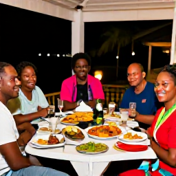 Caribbean Holidays, US Virgin Islands April, Friendly evening cultural gathering in the United States Virgin Islands with live Caribbean music, local food and visitors enjoying the atmosphere