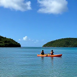 Caribbean Holidays, US Virgin Islands Beaches, A couple kayaking through calm turquoise water near green islands in the United States Virgin Islands