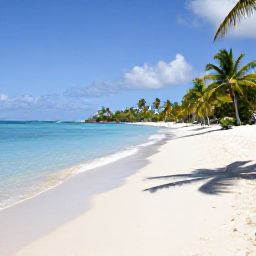 Caribbean Holidays, US Virgin Islands Beaches, A wide white-sand beach on St Thomas in the US Virgin Islands, calm turquoise Caribbean water, palm trees and a relaxed holiday atmosphere