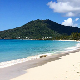 Caribbean Holidays, US Virgin Islands Beaches, Cinnamon Bay on St John with soft white sand, calm blue sea and lush National Park hills behind it