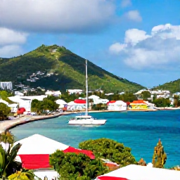 Caribbean Holidays, US Virgin Islands Business Class, Colourful waterfront in Charlotte Amalie, St Thomas, with yachts, tropical hills and sunny Caribbean water