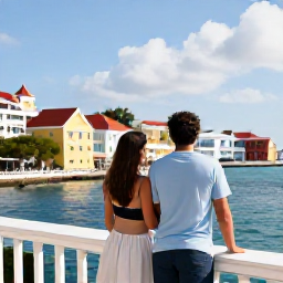 Caribbean Holidays, US Virgin Islands Couples, Couple exploring colourful historic streets and waterfront in Charlotte Amalie, St Thomas