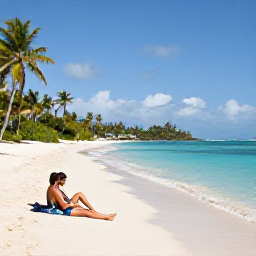 Caribbean Holidays, US Virgin Islands Couples, Couple relaxing on a peaceful white sand beach with turquoise water and palm trees on St John