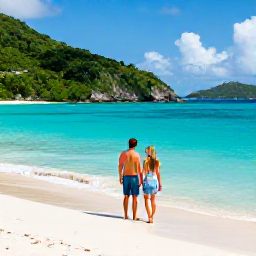 Caribbean Holidays, US Virgin Islands Couples Holidays, Turquoise Caribbean sea and secluded white-sand beach surrounded by green hills on St John