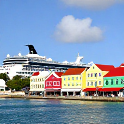 Caribbean Holidays, US Virgin Islands Cruises, Colourful Charlotte Amalie waterfront with cruise passengers exploring shops and historic streets beneath sunny skies