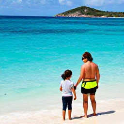 Caribbean Holidays, US Virgin Islands Family Holidays, Family-friendly snorkelling in clear Caribbean water near the United States Virgin Islands, with colourful fish, a sandy seabed and parents helping children explore
