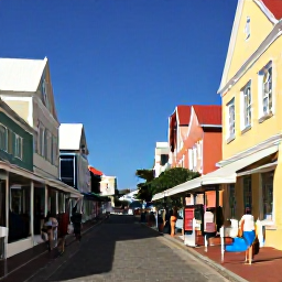Caribbean Holidays, US Virgin Islands May, A colourful waterfront street in Charlotte Amalie, St Thomas, with historic buildings, shops and visitors enjoying a sunny Caribbean day