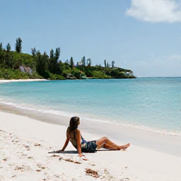 Caribbean Holidays, US Virgin Islands Solo, A solo traveller relaxing on a quiet white-sand beach in St John, United States Virgin Islands, with calm turquoise water and tropical greenery