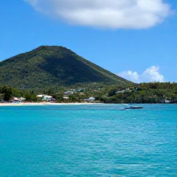 Caribbean Holidays, US Virgin Islands Tours, A bright coastal view of the United States Virgin Islands in June, with turquoise sea, green hills and a small boat near shore