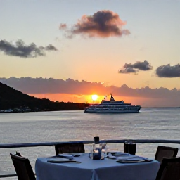Caribbean Holidays, US Virgin Islands Tours, A sunset dining cruise beside the coastline of St Croix in the United States Virgin Islands, with warm evening light and calm sea
