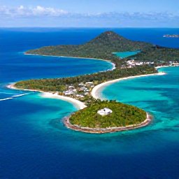 Caribbean Holidays, USVI Adventure Holidays, Aerial photograph of turquoise Caribbean sea, green islands and sandy beaches in the United States Virgin Islands in bright May sunshine