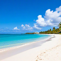 Caribbean Holidays, USVI All Inclusive, Turquoise Caribbean sea, white sand beach and palm trees at a United States Virgin Islands resort in April