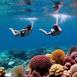 Caribbean Holidays, USVI Couples Holidays, Couple snorkelling over colourful coral and tropical fish in clear Caribbean water near St John, United States Virgin Islands