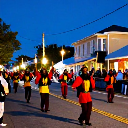 Caribbean Holidays, USVI December Holidays, Colourful Crucian Christmas Festival parade with dancers, musicians and decorated streets in Christiansted, St Croix