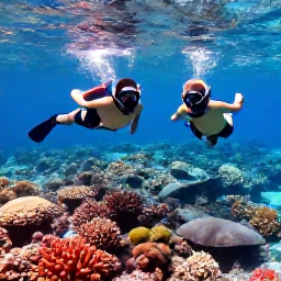 Caribbean Holidays, USVI Family Holidays, A family snorkelling over a colourful coral reef in clear Caribbean water near St John in the United States Virgin Islands