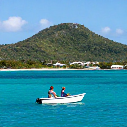 Caribbean Holidays, USVI Fishing February, A couple enjoying a peaceful fishing trip beside the green hills and clear bays of St John in the United States Virgin Islands