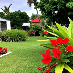 Caribbean Holidays, USVI Instagram Hotspots, Bright tropical flowers and lush greenery in a peaceful garden on Saint Croix, United States Virgin Islands