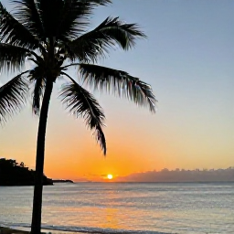Caribbean Holidays, USVI Instagram Hotspots, Sunset over the calm Caribbean Sea at Trunk Bay on Saint John, United States Virgin Islands, with silhouettes of palm trees