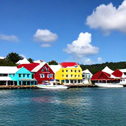 Caribbean Holidays, USVI Instagram Spots, Colourful waterfront buildings and fishing boats along Charlotte Amalie harbour in Saint Thomas, bright Caribbean sunlight