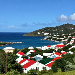 Caribbean Holidays, USVI Instagram Spots, Scenic overlook above Charlotte Amalie, Saint Thomas, showing colourful rooftops, a busy harbour and Caribbean hills in clear January sunshine