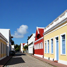 Caribbean Holidays, USVI March Holidays, Historic Danish colonial buildings and cobbled streets in colourful Charlotte Amalie, St Thomas, under clear blue skies