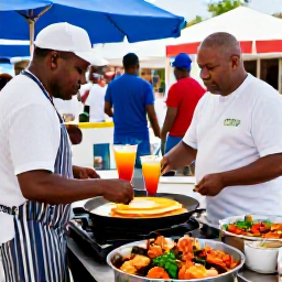 Caribbean Holidays, USVI May Holidays, Traditional Caribbean food market in St Croix with local cooks serving johnnycakes, seafood and tropical drinks to friendly visitors