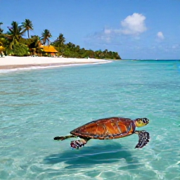 Caribbean Holidays, USVI Nature Holidays, A sea turtle swimming in clear Caribbean water beside a peaceful beach on St Croix, United States Virgin Islands
