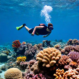 Caribbean Holidays, USVI Nature Holidays, A snorkeller exploring a colourful coral reef in clear Caribbean water near St John, United States Virgin Islands