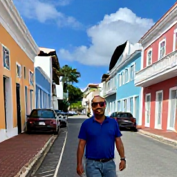 Caribbean Holidays, USVI Tours, A friendly local guide leading visitors through colourful historic streets and colonial buildings in Charlotte Amalie, St Thomas