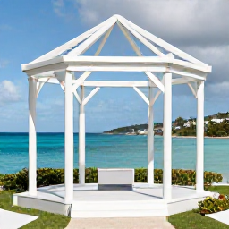 Caribbean Holidays, USVI Wedding Venues, Romantic wedding ceremony beneath a simple white gazebo overlooking the Caribbean coastline on St Thomas