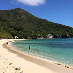 Caribbean Holidays, USVI Wellness Escapes, Secluded beach and calm bay on St John, United States Virgin Islands, lush hills and a couple relaxing by the water