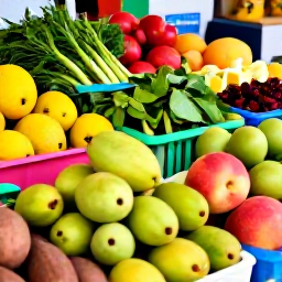Caribbean Holidays, Virgin Islands Cooking, A colourful Caribbean market in St Thomas, United States Virgin Islands, with fresh tropical fruit, herbs, spices and local produce