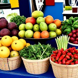 Caribbean Holidays, Virgin Islands Cooking, A colourful open-air Caribbean market in Charlotte Amalie, St Thomas, with fresh tropical fruit, herbs, peppers and local ingredients displayed in baskets
