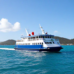 Caribbean Holidays, Virgin Islands December, Couple enjoying a Caribbean island-hopping holiday between the US Virgin Islands, small ferry, sunny sea and festive December atmosphere