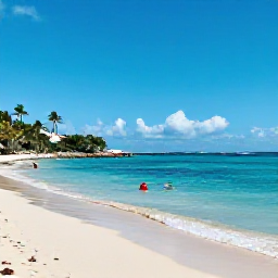 Caribbean Holidays, Virgin Islands December, Relaxed December beach scene at Magens Bay near Charlotte Amalie, with turquoise water, pale sand, palm trees and a few swimmers