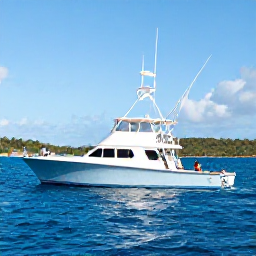 Caribbean Holidays, Virgin Islands Fishing, Anglers on a modern charter boat catching fish in deep blue Caribbean water off St Thomas