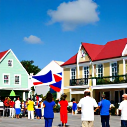 Caribbean Holidays, Virgin Islands July, Colourful July Fourth celebration in Charlotte Amalie, St Thomas, with local flags, music, families and historic Caribbean buildings