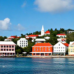 Caribbean Holidays, Virgin Islands October, Colourful waterfront buildings and harbour views in Charlotte Amalie, St Thomas, United States Virgin Islands
