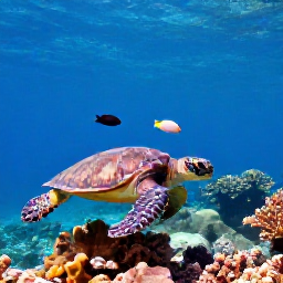Caribbean Holidays, Virgin Islands Scuba Diving, Sea turtle and tropical fish swimming above a protected coral reef in the clear waters of St John