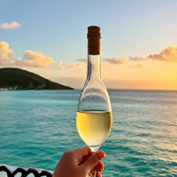 Caribbean Holidays, Virgin Islands Wine, Sunset wine tasting overlooking a turquoise Caribbean bay on Saint Thomas in December