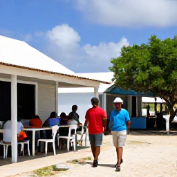 Caribbean Holidays, Walking Holidays, Friendly walkers relaxing at a small Caribbean village caf&eacute; after a day of island hiking in Bonaire, Sint Eustatius and Saba